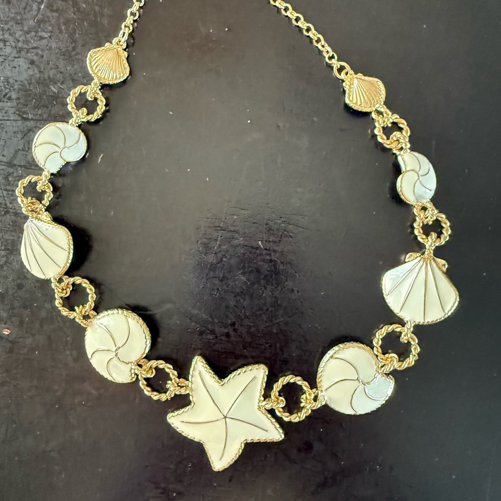 Gold and Cream Shell Necklace